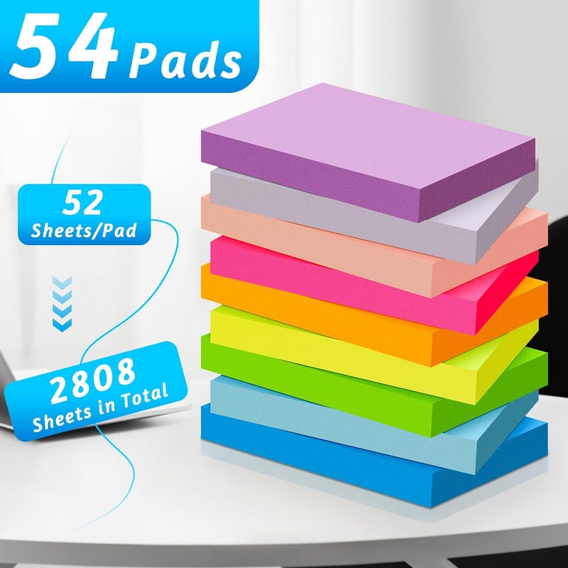 TKTB (54 Pads) Mini Sticky Notes 1.5x2 in, 9 Colors Bright Strong Adhesive Post, Suitable for School, Home, Office, Clean Removal - Image 3